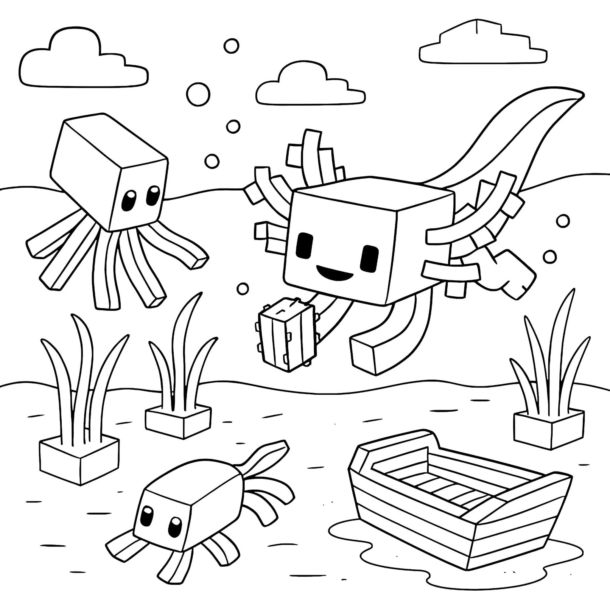 Minecraft  Axolotl  Coloring  Page
